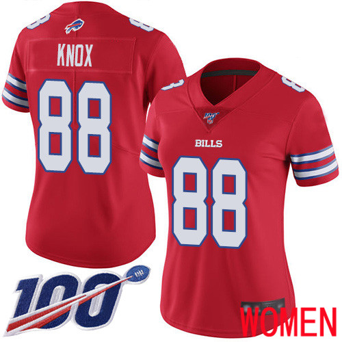 Women Buffalo Bills #88 Dawson Knox Limited Red Rush Vapor Untouchable 100th Season NFL Jersey